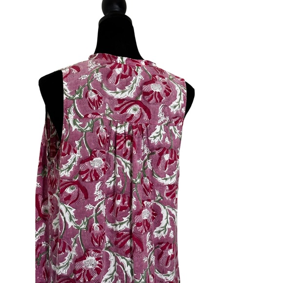 Stark X Maxi Dress Women's Large Sleeveless Pink Floral Cotton Tiered - Picture 9 of 12